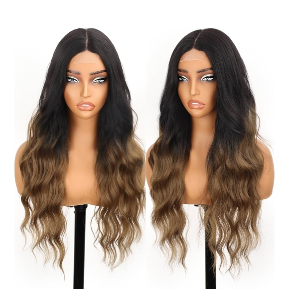26 Inches Ombre BrownSynthetic Wavy Hair Wig